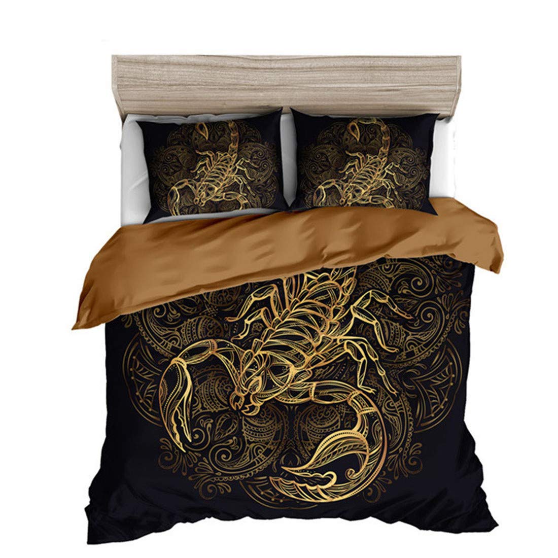 Odot Scorpion 3D Bedding Duvet Cover Set, 3Pcs Easy Care Microfiber Anti-Allergic Soft & Smooth With Pillow Cases Duvet Cover Pillowcases (Single-135X200cm,)