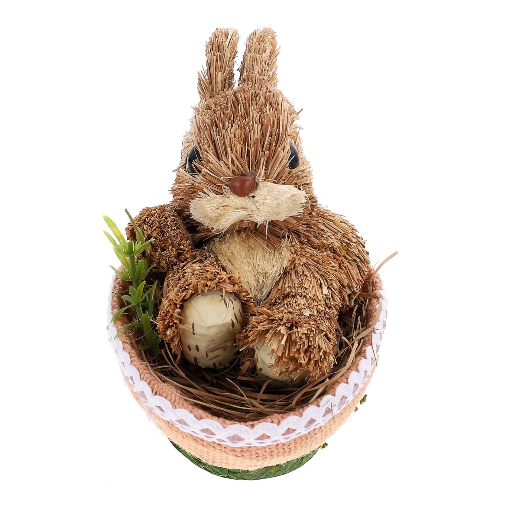 HOLIDYOYO Easter Bows for Decor Natural Rattan Straw Rabbit Woven Bunny Egg Garden Ornament