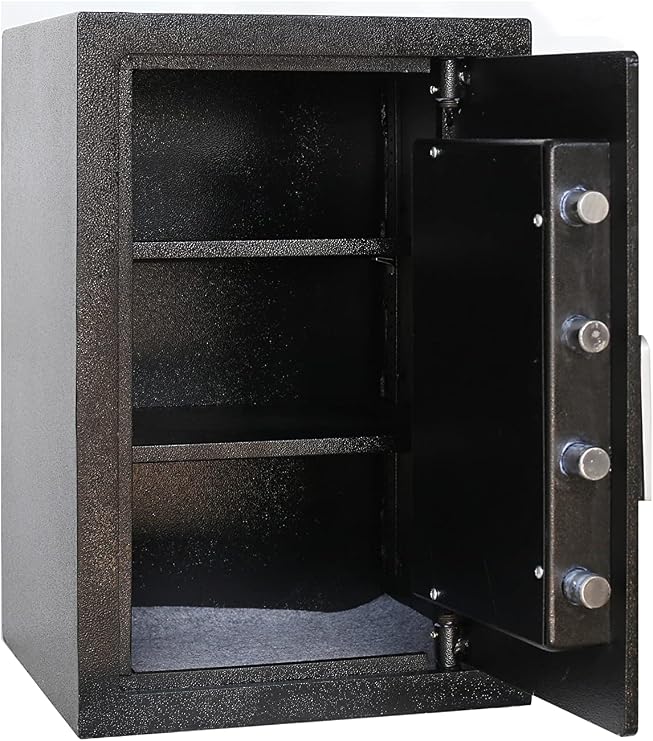 T901 Residential Safe, Multi-User Keypad, 2.32 CBF | Residential safe, 2.32 CF, padded shelves, 6-user keypad, triple bolt, backup keys, guns/jewelry