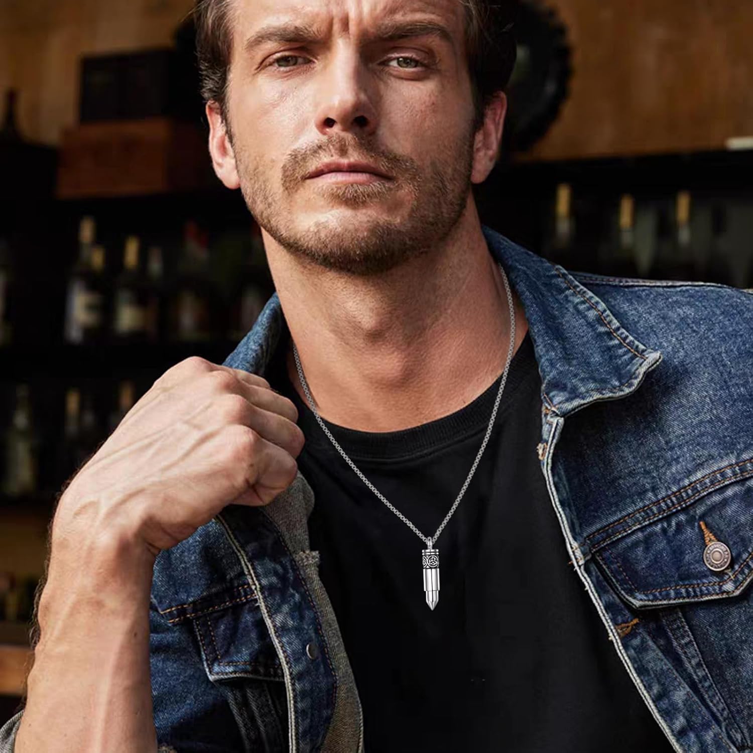 KQF Urn Necklace for Ashes 925 Sterling Silver Bullet Cremation Pendant Celtic Memorial Ashes Jewelry Gift for Men Women - Image 2