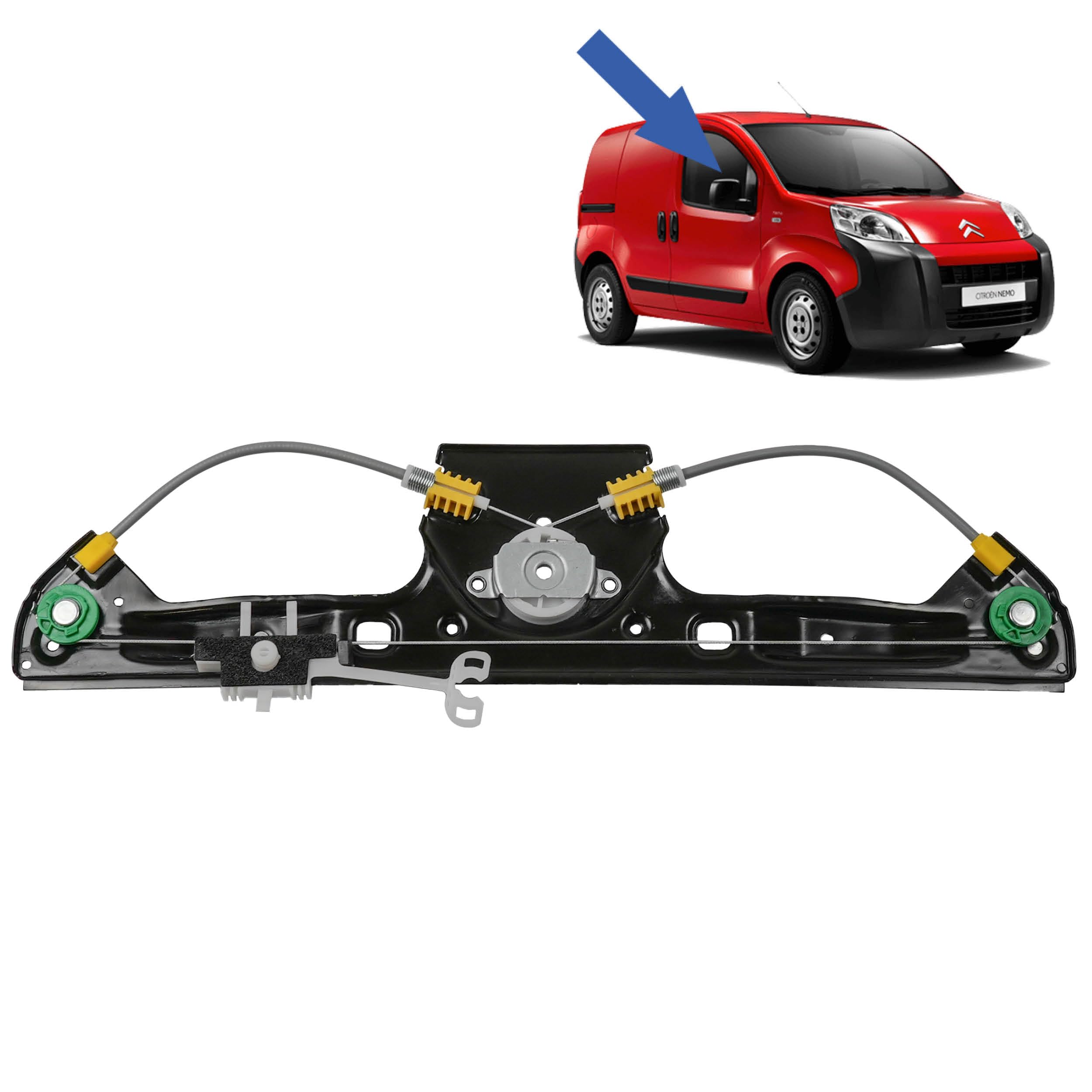 STARKIT PERFORMANCE Alzacristallo compatibile per Fiorino, Qubo, Bipper, Nemo (dal 2008) ALZAVETRO ANTERIORE DESTRO (passeggero) 9222HC, 1354700080, 1368329080