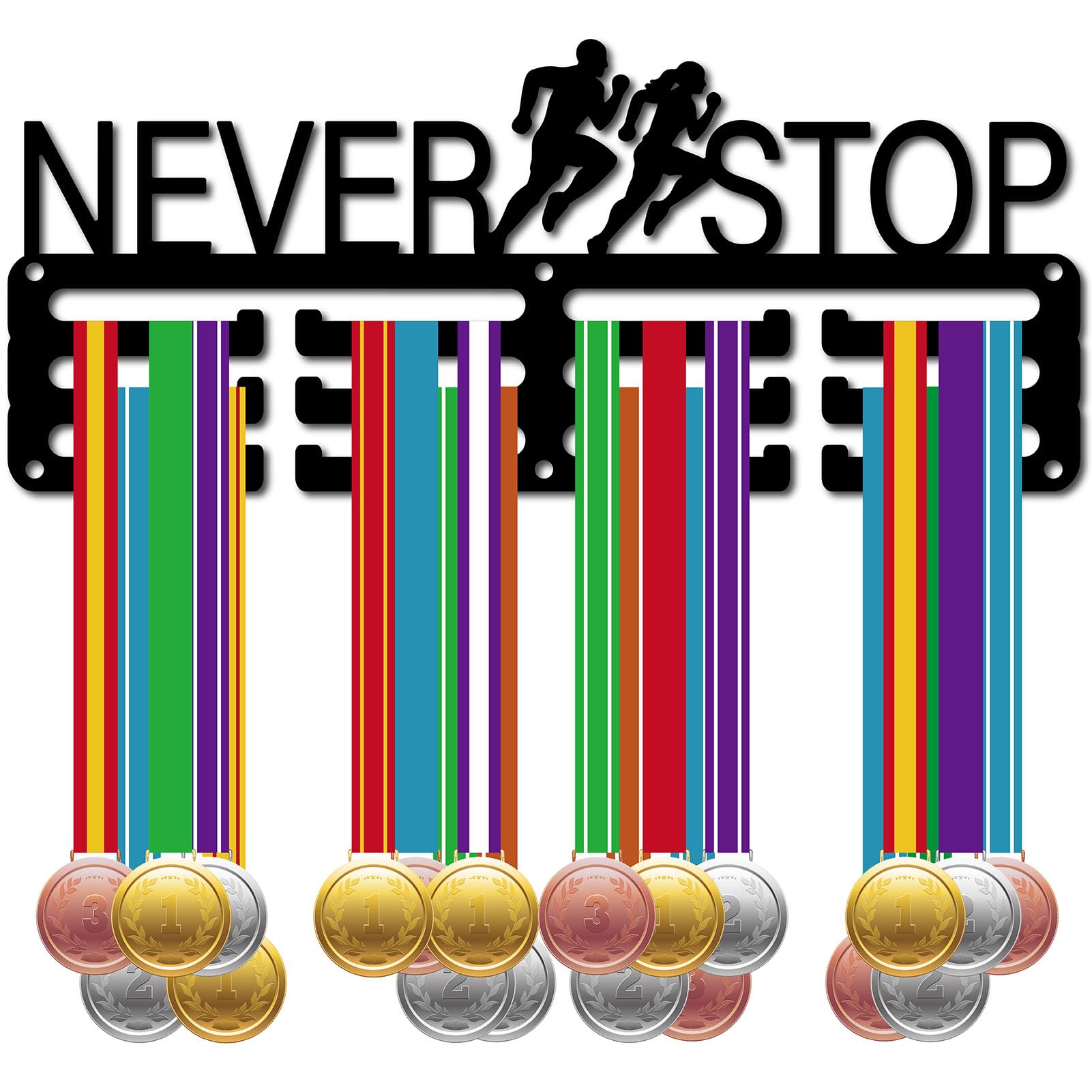 CREATCABIN Soporte para Medallas Fútbol,Colgadores Medallas,Estante Fútbol,Deportes,Premios Colgantes Metal,Hierro,Montaje Pequeño,Decoración,Premios para Mujeres,Pared,Hogar,Insignia,Negro,29x12.8cm — view 21