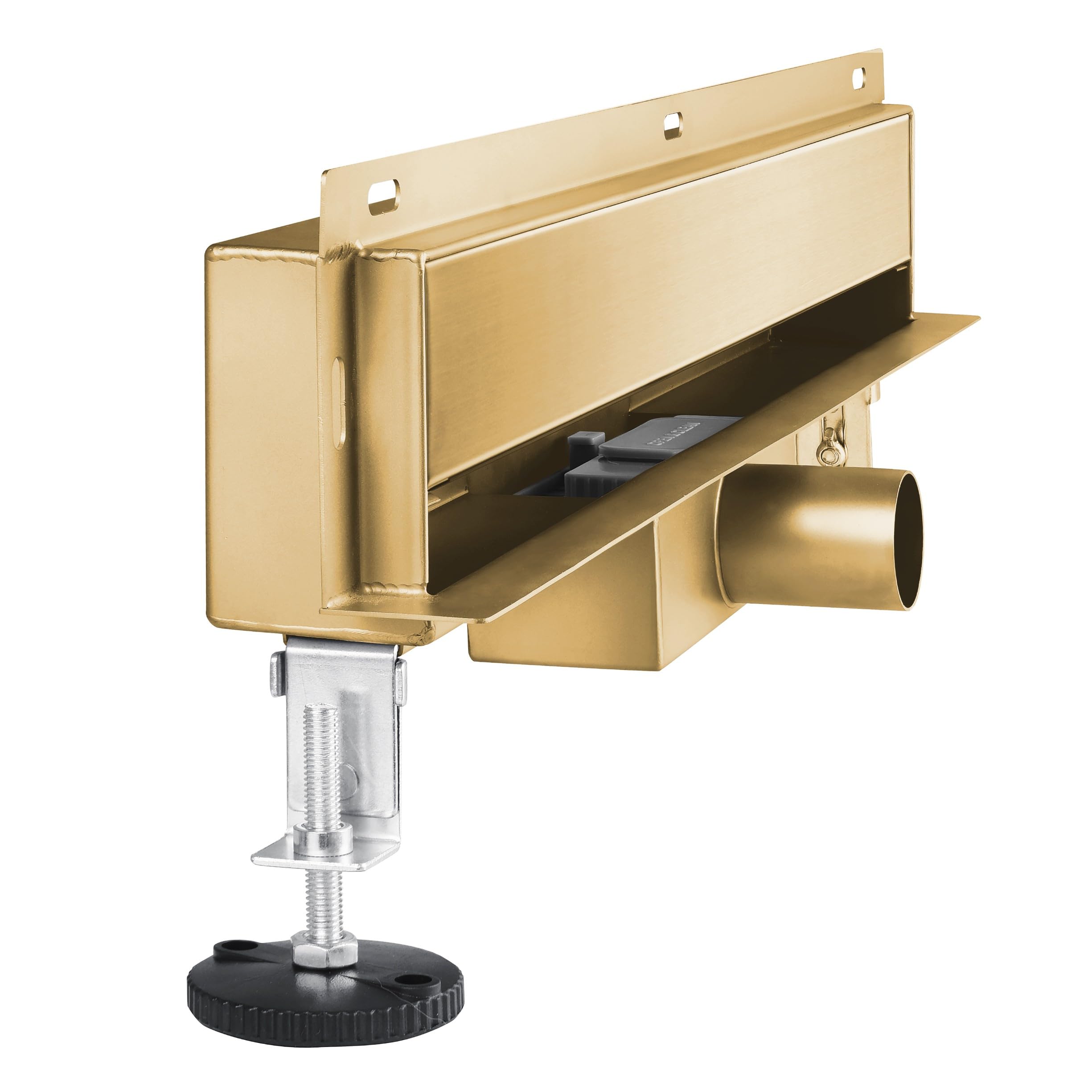AQUAUNO Wand-Duschrinne 60 cm Gold – linearer Wandablauf aus Edelstahl AISI 304 mit befliesbarer 2-in-1-Abdeckung, herausnehmbarem Geruchsverschluss für die bodengleiche Dusche