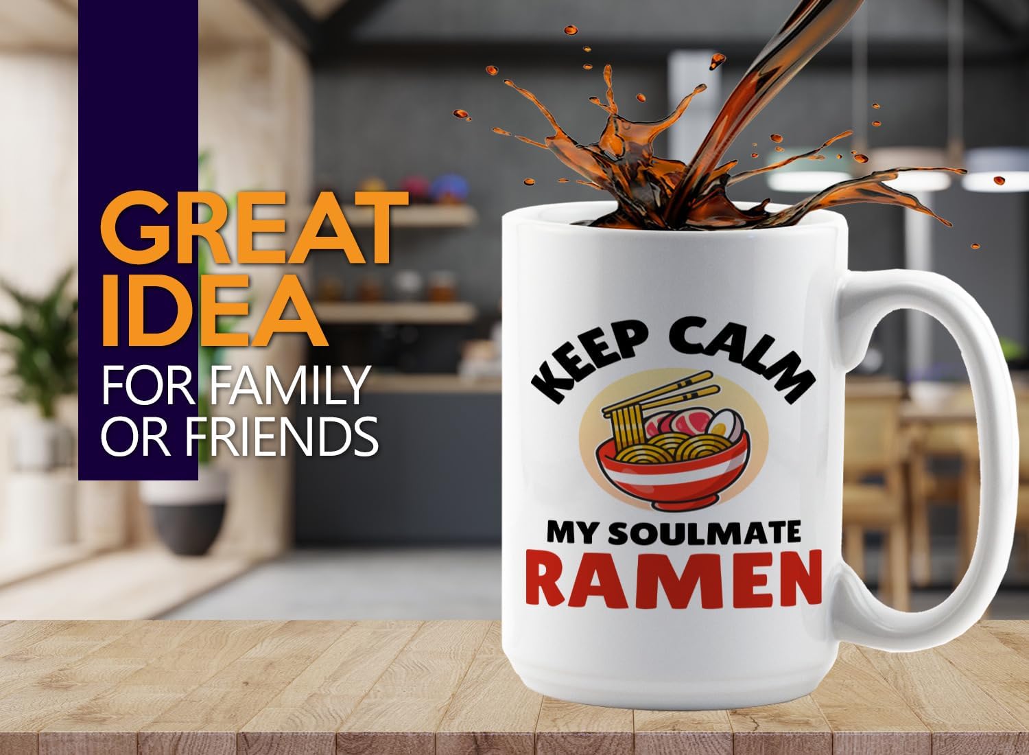 Ramen Lover Coffee Mug 15oz White -Keep Calm and - Food Lovers chicken pumpkin vegan pantry spicy noodles image 2