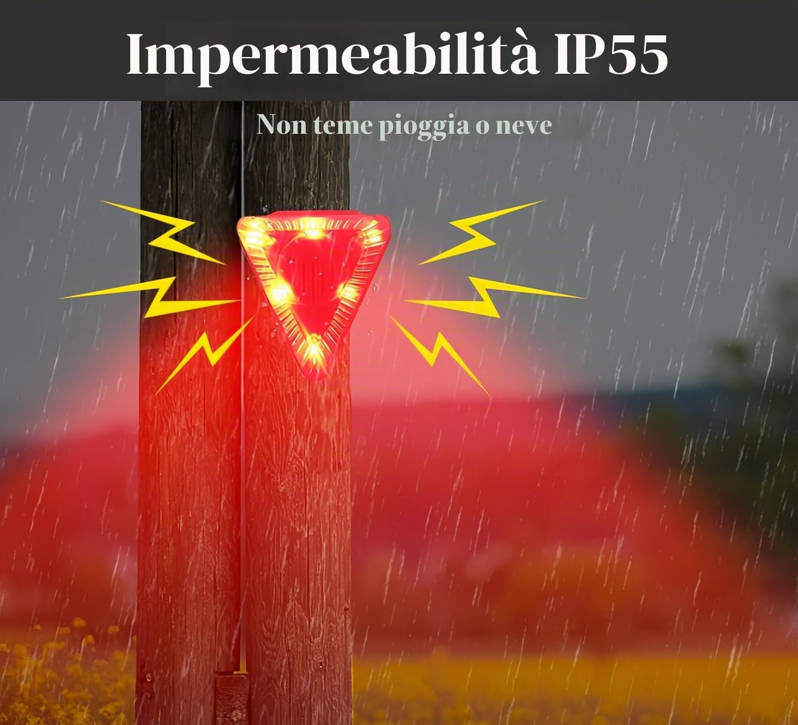 3 Pack allarme energia solare 129dB avvertimento forte sirena impermeabile luce rossa Repeller forte allarme suono tutto giorno sicurezza per fattoria casa fienile cortile