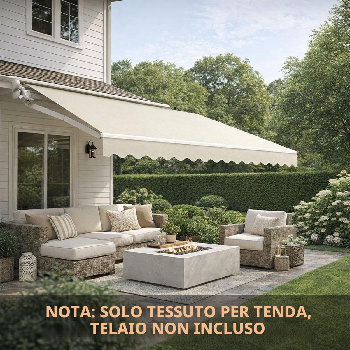Tessuto di Ricambio per Tende da Sole Impermeabile Telo di Ricambio per Tende da Sole Retrattile 200/250/300/360/400/500 cm Tessuto di Ricambio Resistente ai Raggi UV