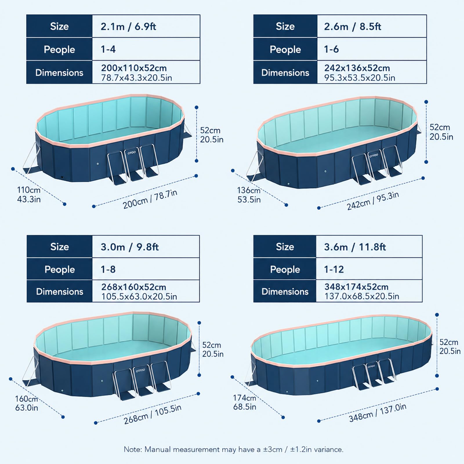 Piscina Familiare Fuori Terra con Parasole, Grande Piscina Rigida | Pareti Rinforzate e Struttura Stabile per un'Area Relax Più Fresca(3.6m/141in)