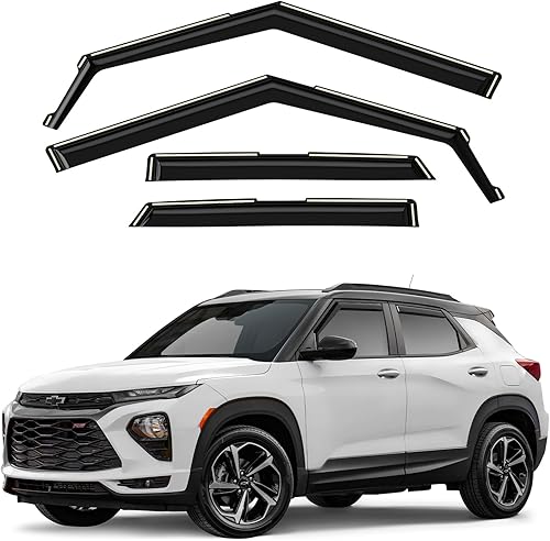 Co - Deflectores de visera de ventilación de ventana lateral tintados en el canal, protectores de lluvia compatibles con Chevrolet (Chevy)