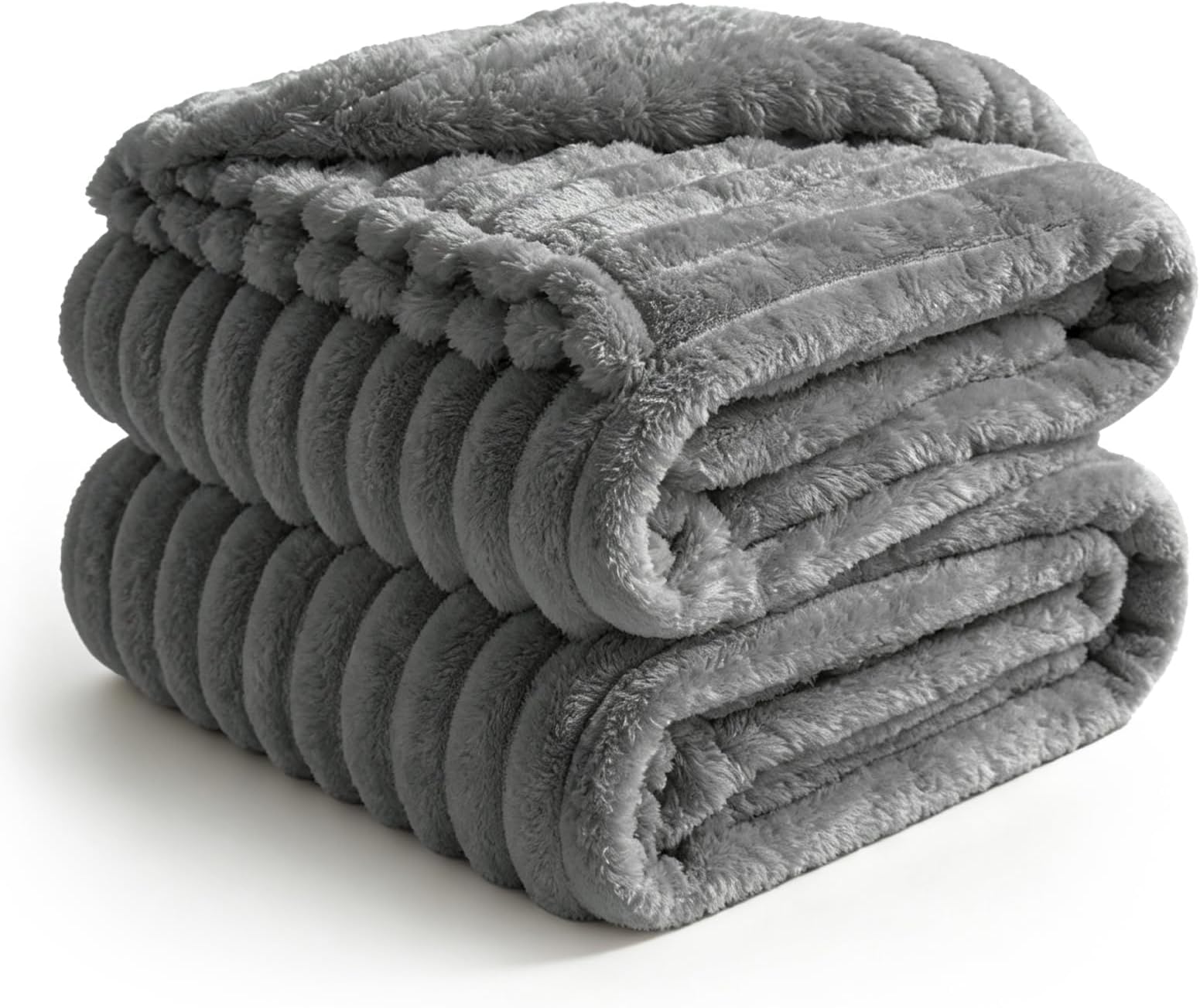 BEDELITE Ribbed King Size Blanket for Bed, Crey, 108"x90"
