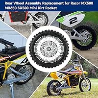 Vista 2 de FVRITO Reemplazo del conjunto de rueda trasera para Razor MX500 MX650 SX500 Mini Dirt Rocket Bike 2.50-10 2.50x10 Tubo de neumático Llanta de cadena