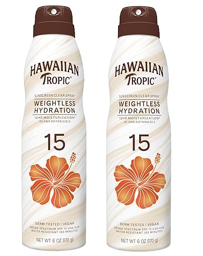 Hawaiian Tropic Hidratación sin peso Protector solar SPF 15, 6 onzas | Protector solar SPF 15, protector solar, sin oxibenzona, 6 onzas cada paquete