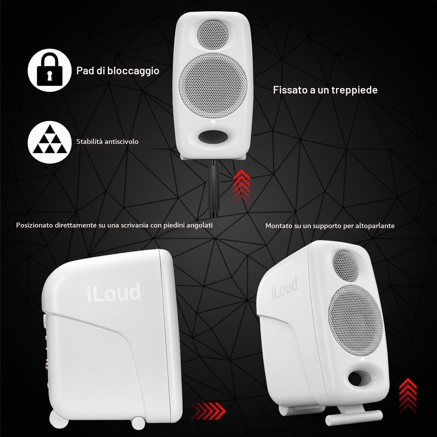 IK Multimedia iLoud Micro Monitor Pro White (coppia) 50 Watt Portatile & Potente Monitor Studio di Riferimento, Amplificatore Classe D Ad Alta Efficienza, Driver Personalizzati per Mixaggio Musica
