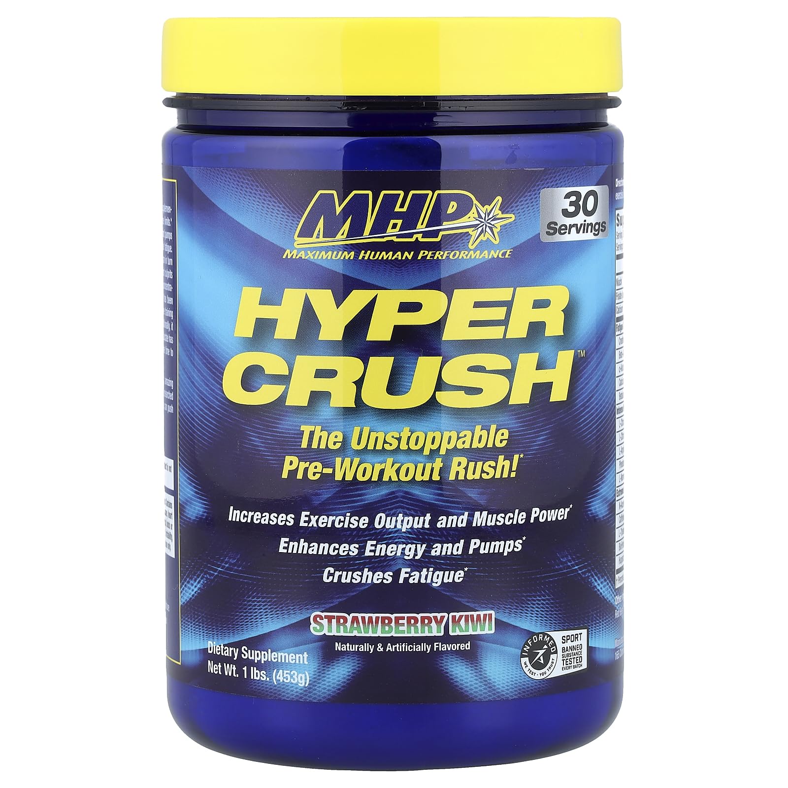 Maximum Human Performance Hyper Crush Pré-treino em pó com creatina, citrulina, arginina e AKG — 30 porções