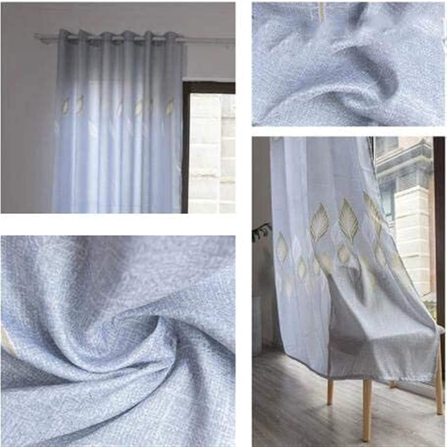 PILYON Printed Semi Sheer Curtains,semi Blackout Punch Curtains Bedroom Living Room Polyester Fabric Modern Home Valance 1 Pc (Color : A, Size : W200*H270cm(79 * 106inch))