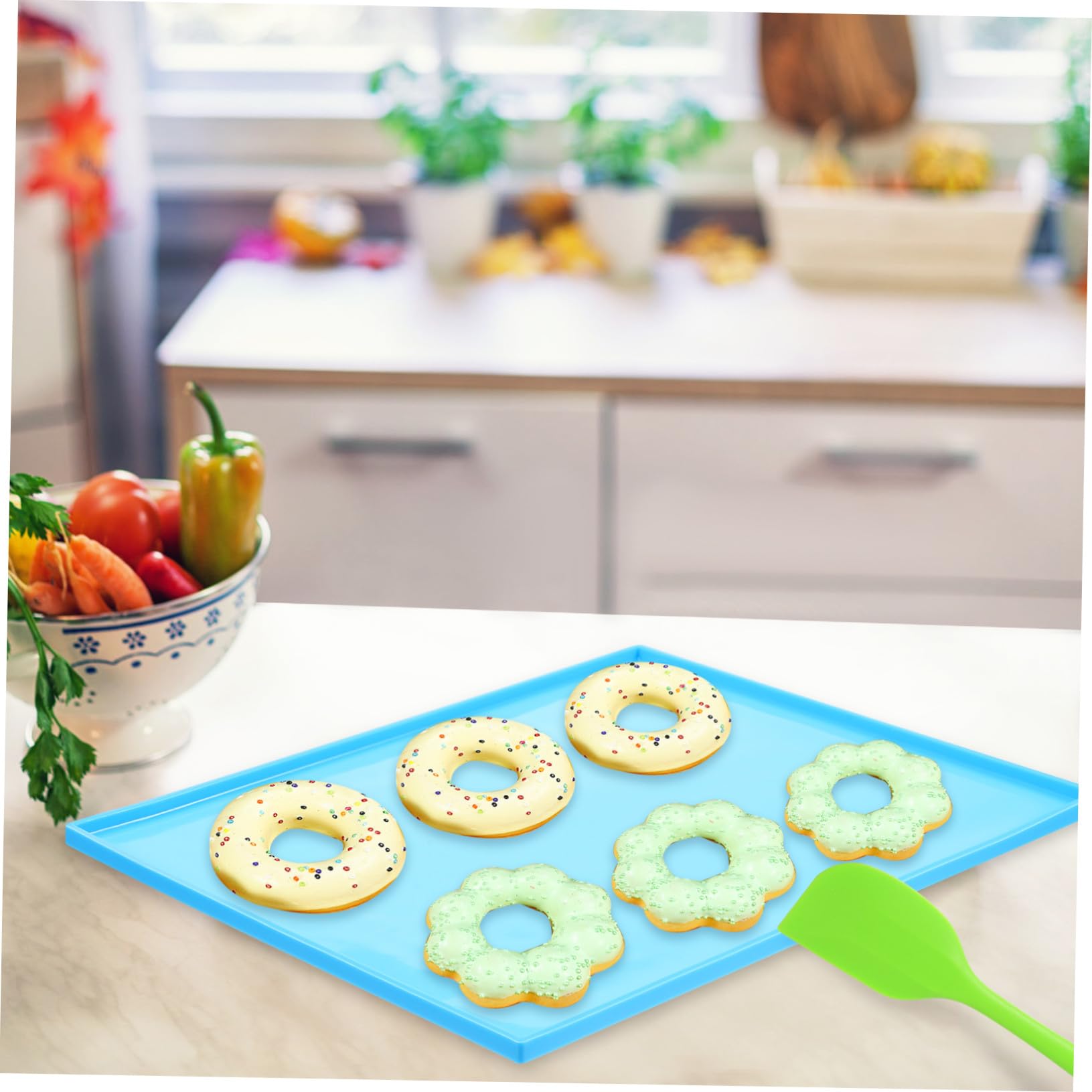 SOIMISS Silikon-backmatten mit Erhöhtem Rand Antihaft-bakematten aus Silikon Backmatten mit Spatel für Teigkneten und Backen