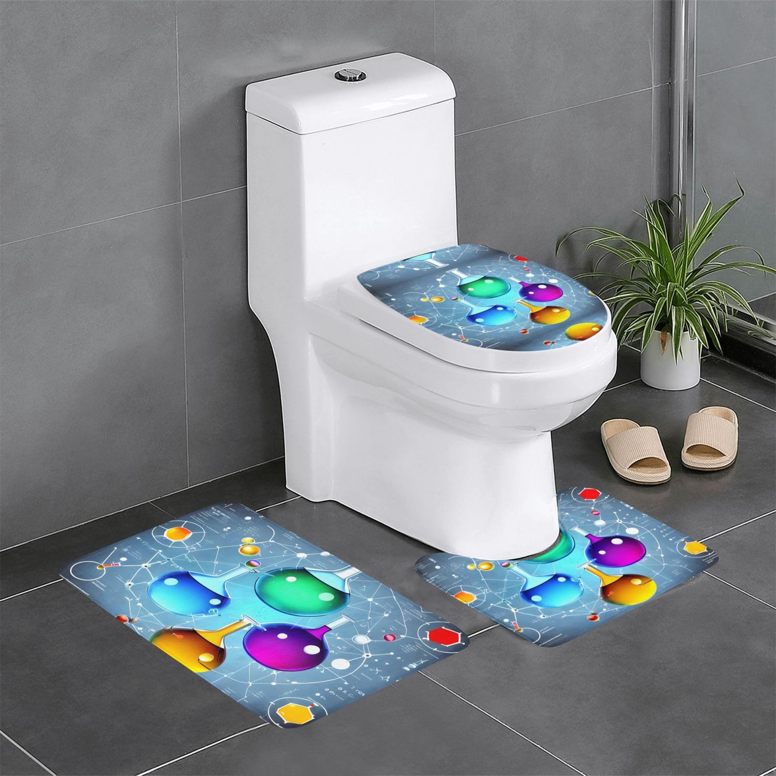 Tapis de salle de bain abstrait lot de 3 antidérapant 61x40cm