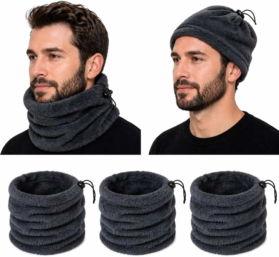 Kit 3 M?scaras balaclava cachecol, flanelado, Prote??o UV50, Unissex, Preto, para Pesco?o, Corrida, Ciclismo e Moto