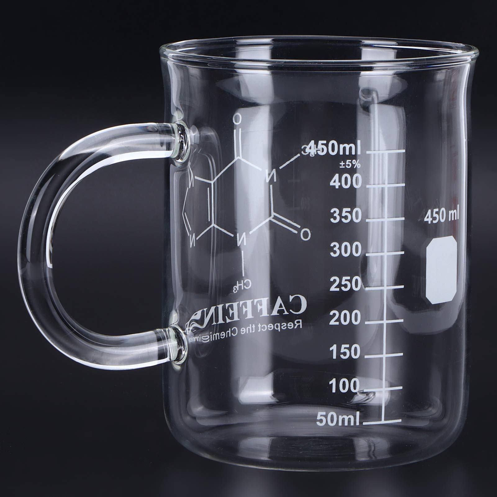 Bordstract Transparent Measuring Cup, Caffeine Molecule Cup 3.5 X 4.5 In For Coffee Tea Latte Measuring Cup