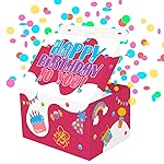 FETTIPOP Gift Box Surprise Exploding Confetti Kit (Red) Happy Birthday, Prank Pop Up 7.2x5.5x4.3 in.