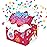 FETTIPOP Gift Box Surprise Exploding Confetti Kit (Red) Happy Birthday, Prank Pop Up 7.2x5.5x4.3 in.