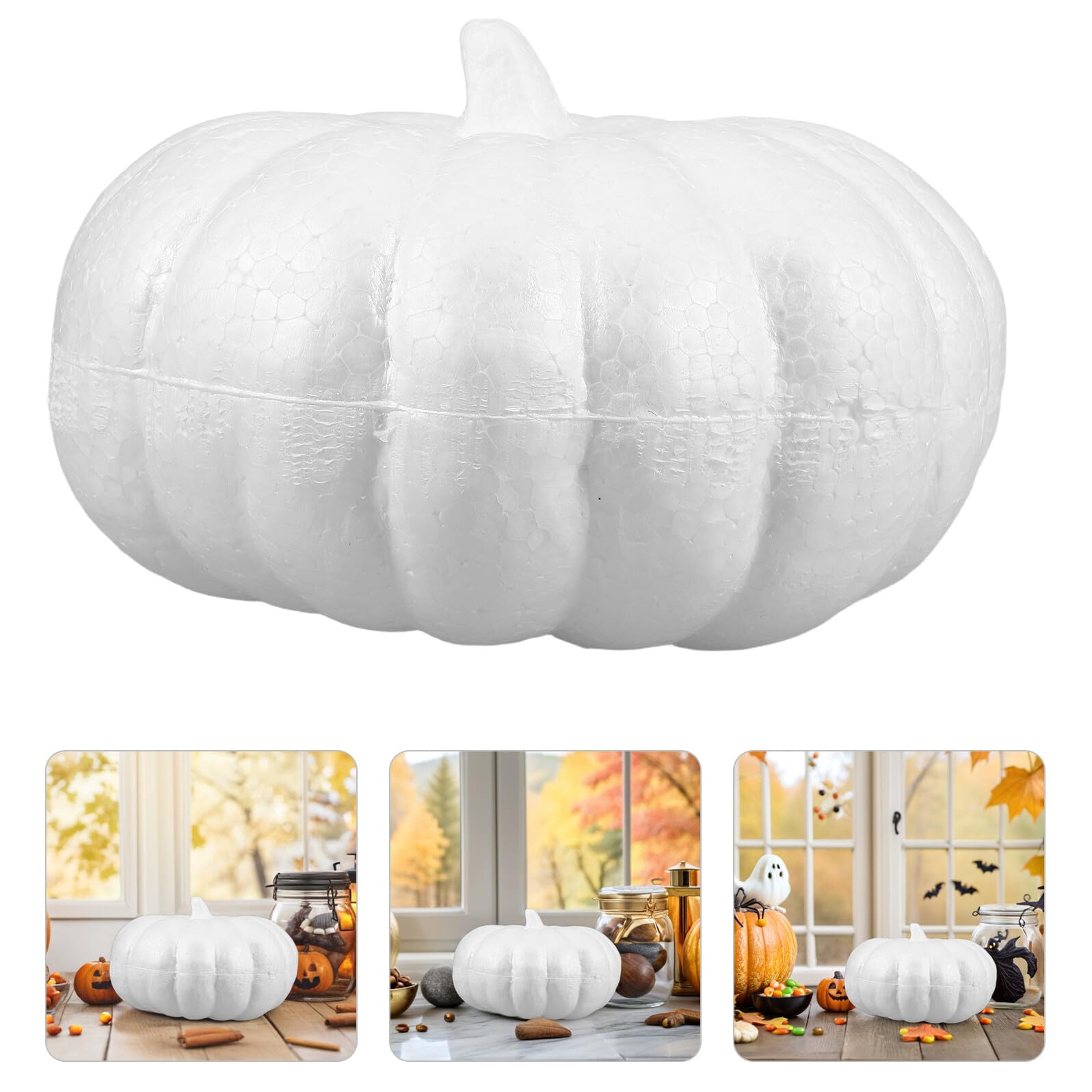 3pezzi Zucche Decorative Bianche in Schiuma per Halloween e Autunno Accessori per Lavoretti Fai da Te da Oggetti di Scena per Decorazioni Autunnali