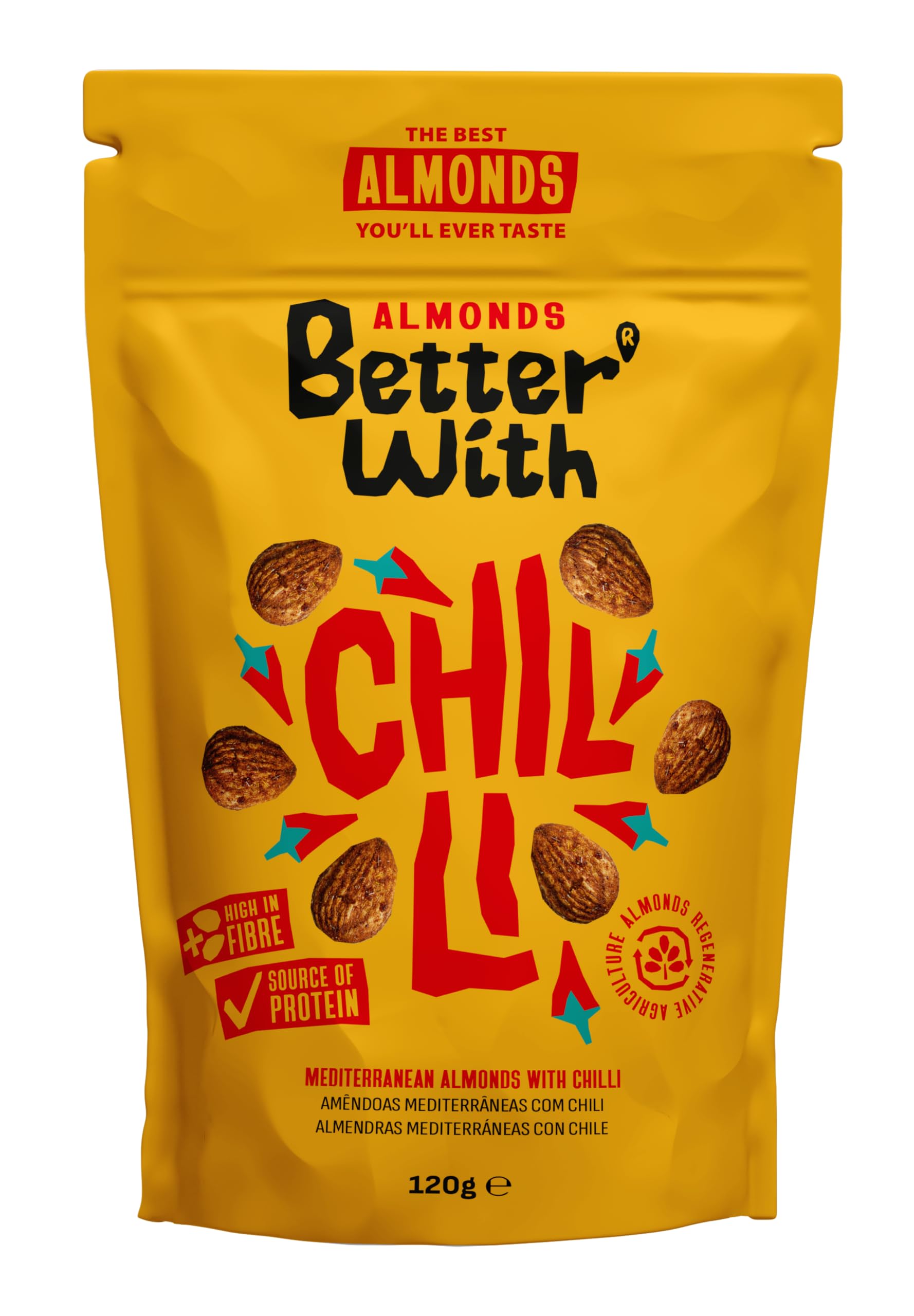 Better With Chilli Almonds, Bold Heat, Satisfying Crunch Snack, 120 g (Pack of 1)