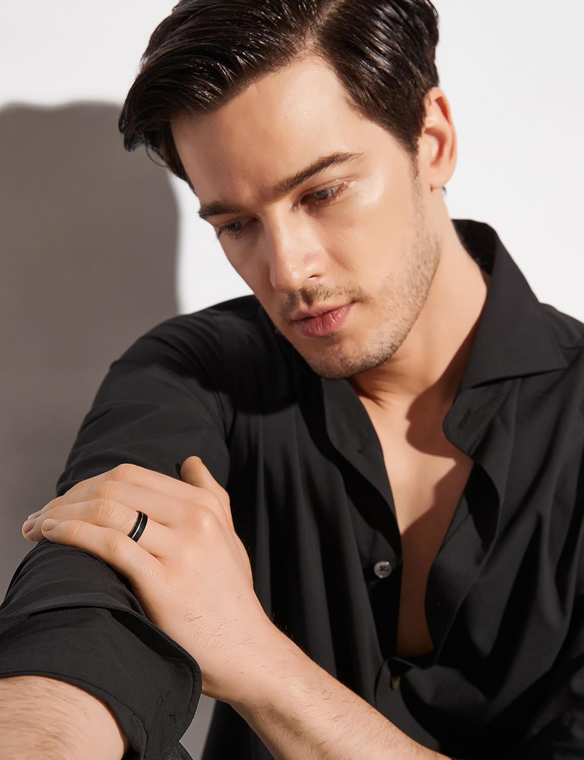 Greenpod 6mm 8mm Tungsten Carbide Rings for Men Hammered Rose Gold Plated Line Multi Faceted Wedding Band Women Brushed Matte Finished Comfort Fit Size 6-13 - Image 5