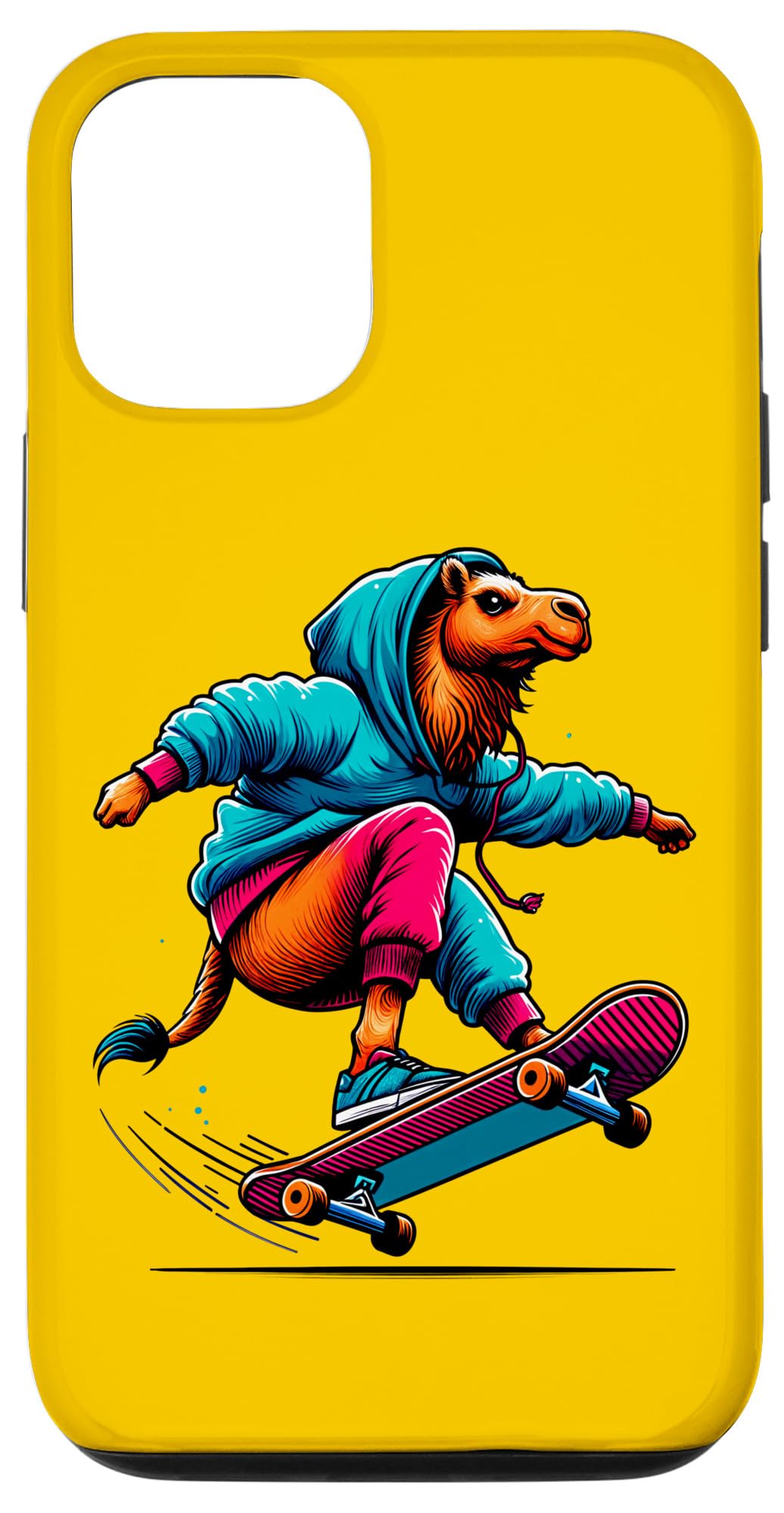 iPhone 15 Cool Funky Camel Skateboarding Illustration Art Case