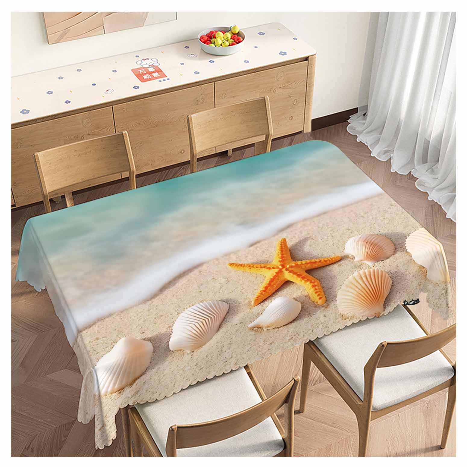 Nappe rectangulaire lavable motif étoile de mer抗污137X183Cm table basse