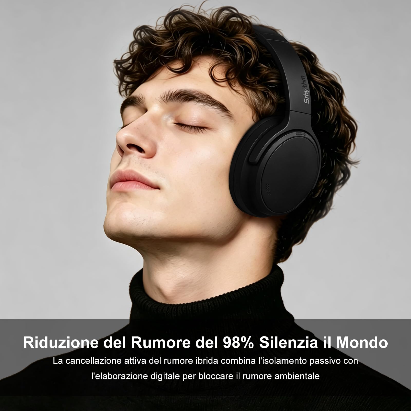 Srhythm NiceComfort 35 (2a generazione) Cuffie ibride con cancellazione del rumore, Bluetooth 6.0 wireless, 5 microfoni con ENC, trasparenza, audio spaziale, 140 ore di riproduzione, bassa latenza, EQ