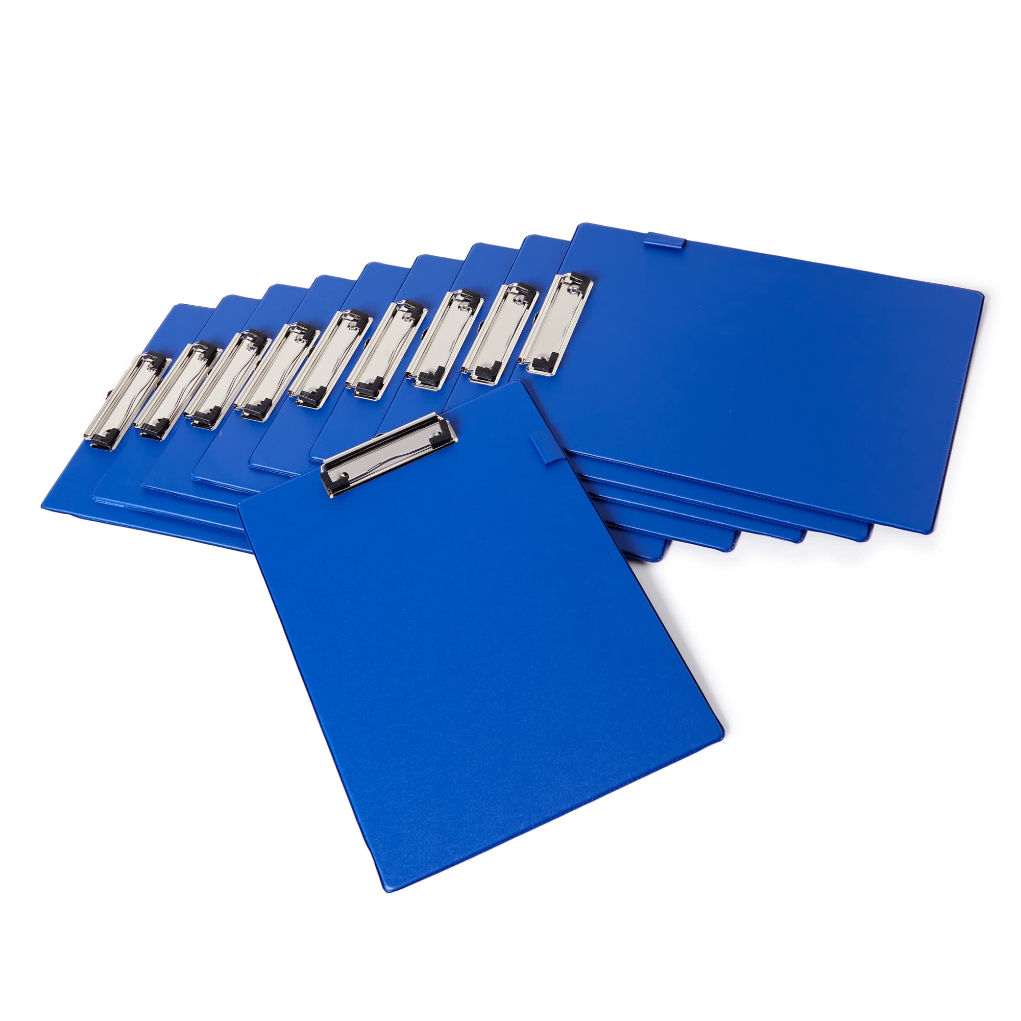 Morgan's Direct - A4 Blue Clipboard with Pen Loop & Retractable Hanging Clip โ Heavy Duty PVC Clipboard for Office, Warehouse & Field Work, Bulk Pack of 10