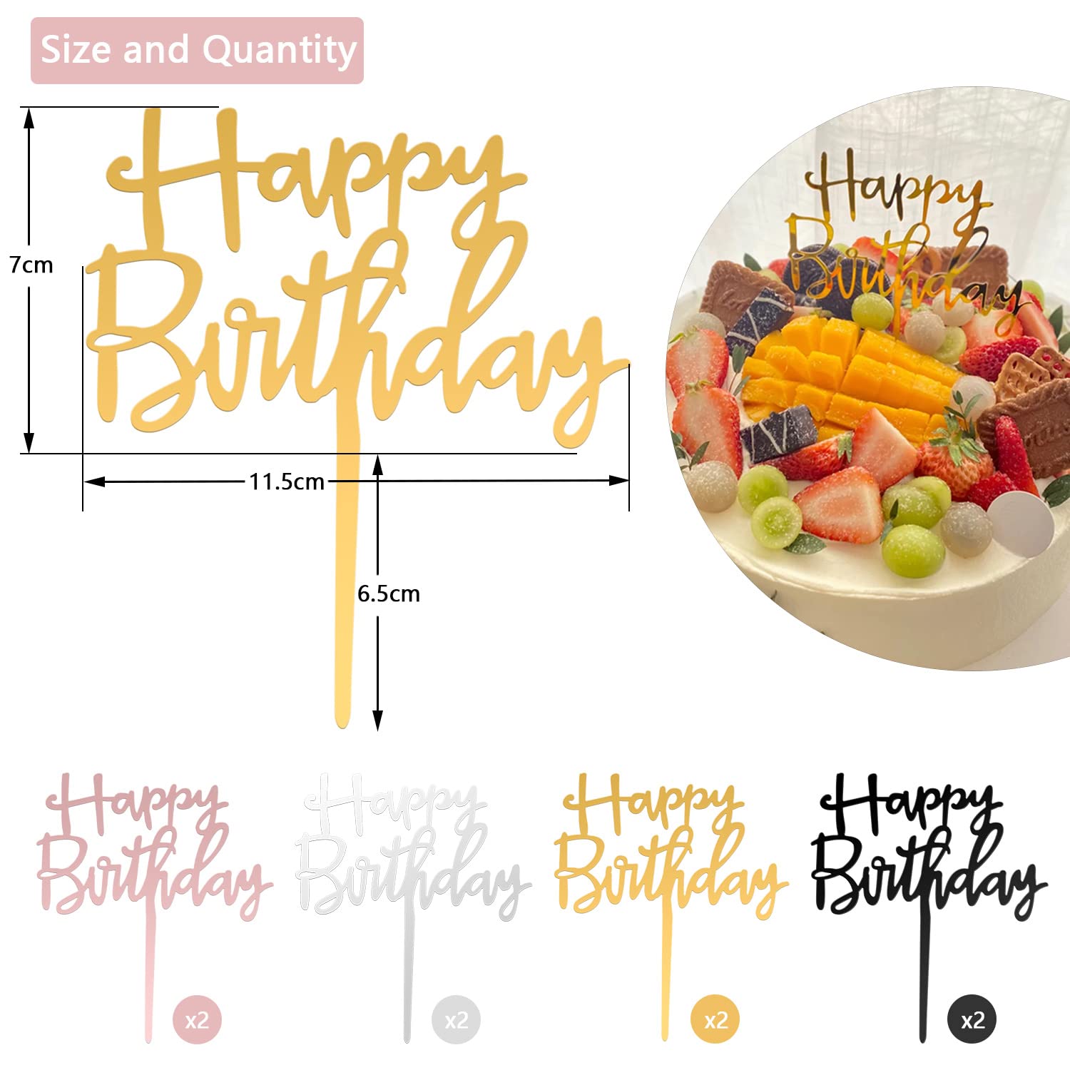 8 stuks Happy Birthday taarttoppers, feestdecoratie, acryl, cupcake-toppers voor het versieren van verjaardagstaart voor kinderen, decoratie, basketbaltaart