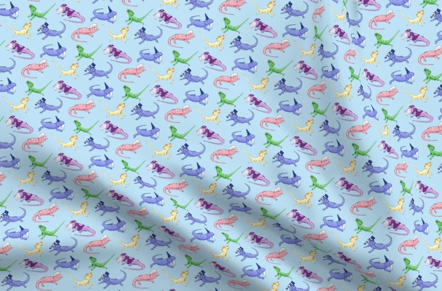 Spoonflower Fabric - Funny Bearded Dragons Beard Mustache Lizard Hair Reptile Printed on Organic Cotton Sateen Fabric by The Yard - Sewing Quilting Apparel Home Decor