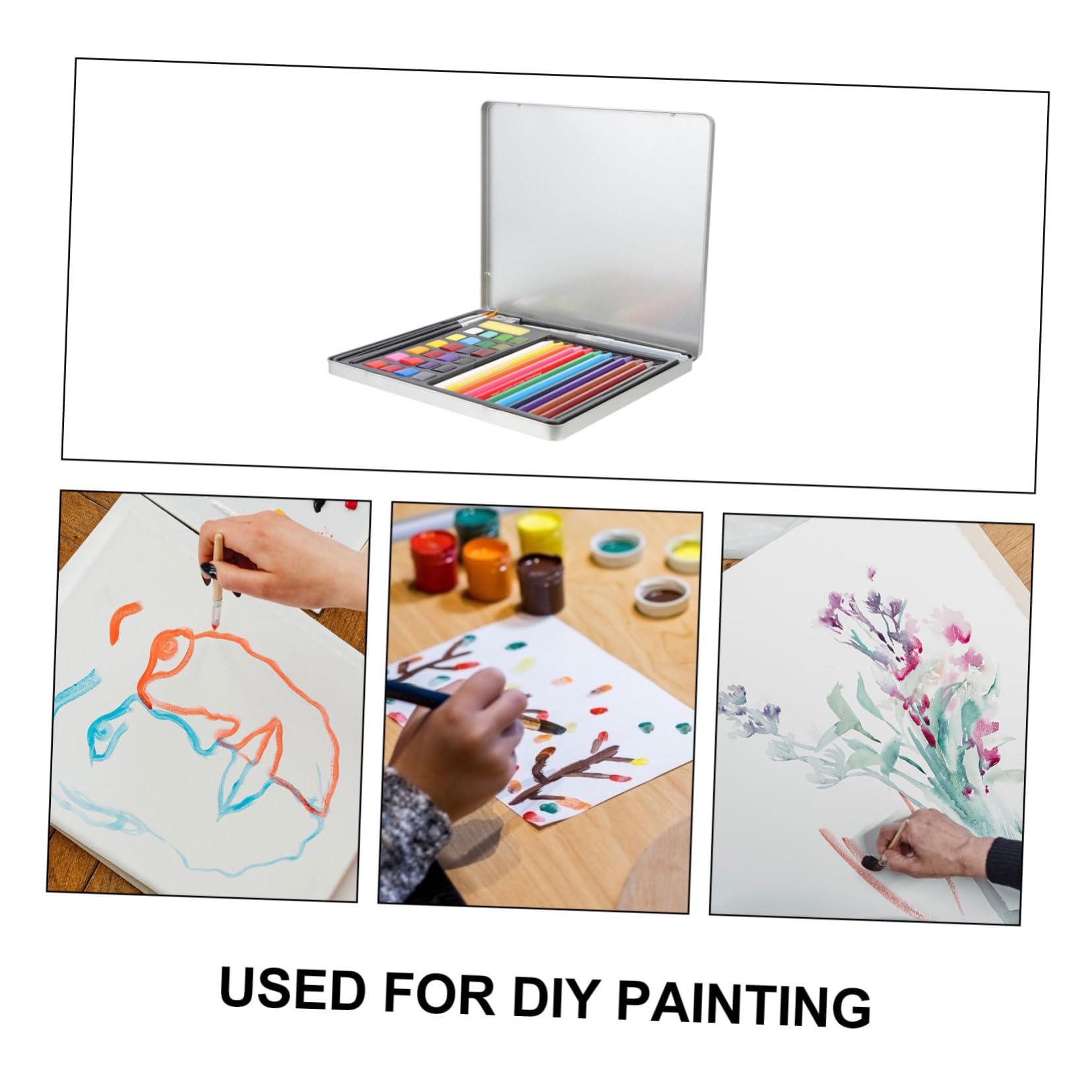 Housoutil Aquarell Malset 24 Farben für Kinder, Tragbar, 42 Stück | Schulanfang Deko, Selbstgemacht Malen und Malzubehör, Leichtes Farbbedarf für Zuhause