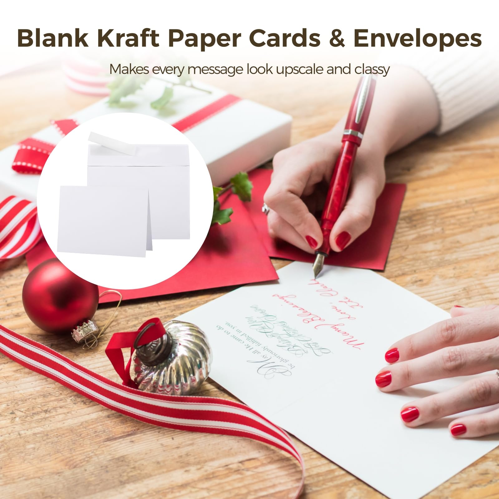 100 tarjetas en blanco con sobres de papel kraft, autosellantes para invitaciones y saludos