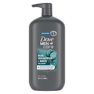 DOVE MEN CARE Relaxing Blue Eucalyptus Birch Body and Face Wash with 24-Hour Nourishing Micromoisture Technology Body Wash