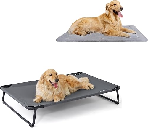 Made4Pets - Cama elevada para perros de 49 x 32 pulgadas, cama para perros medianos y grandes, 44 x 32 pulgadas, uso en exteriores e interiores, gris