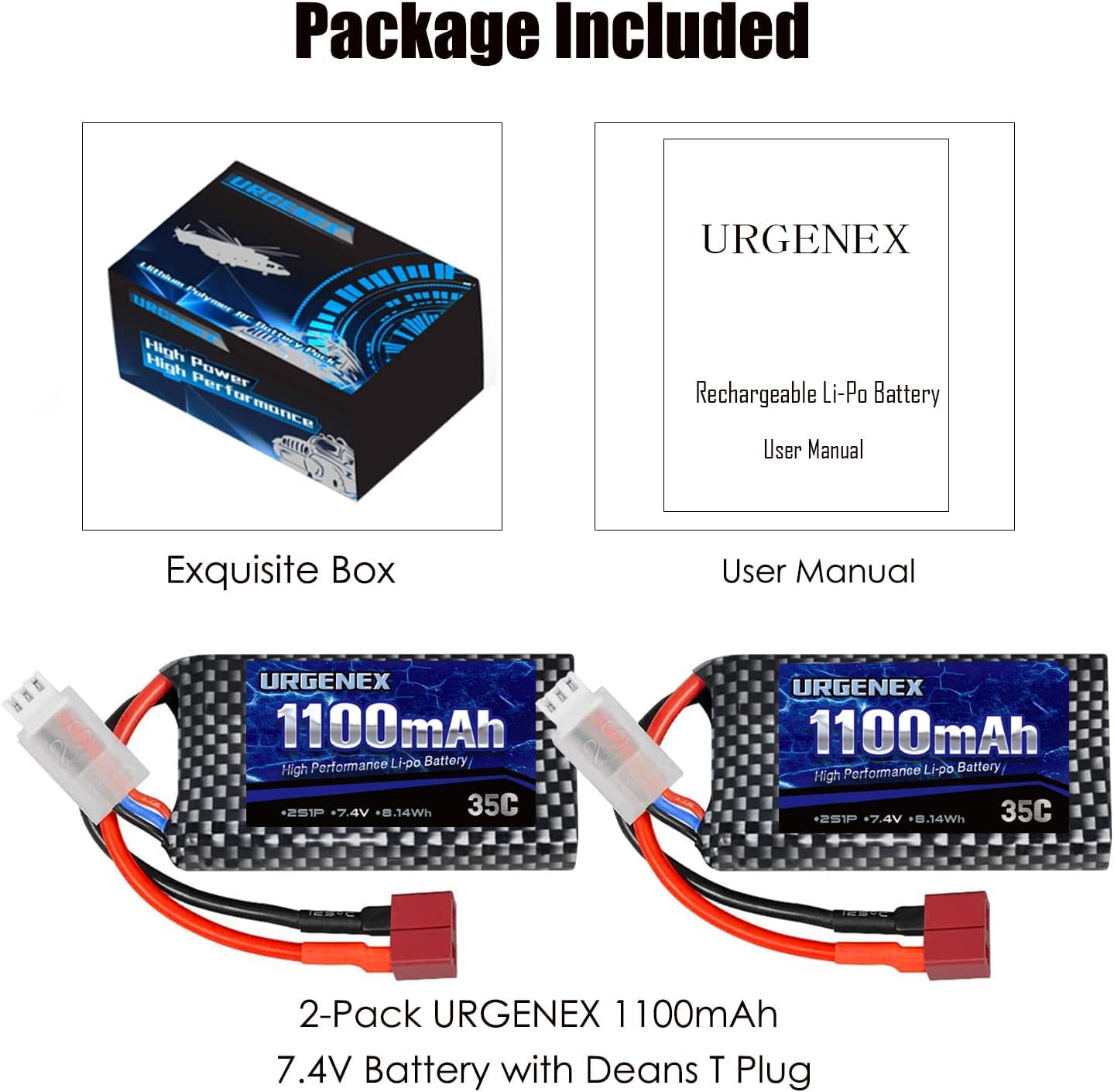 Amazon.co.jp: URGENEX 2S Lipo Battery 7.4v 1100mAh RC Lipo