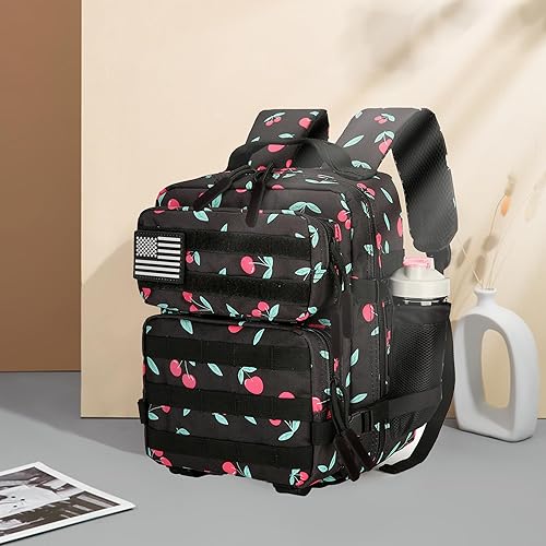 Miniatura 5 de Mini mochila táctica de 9L para hombres y mujeres, mochila táctica pequeña para senderismo, bolsa táctica pequeña (color negro cereza)