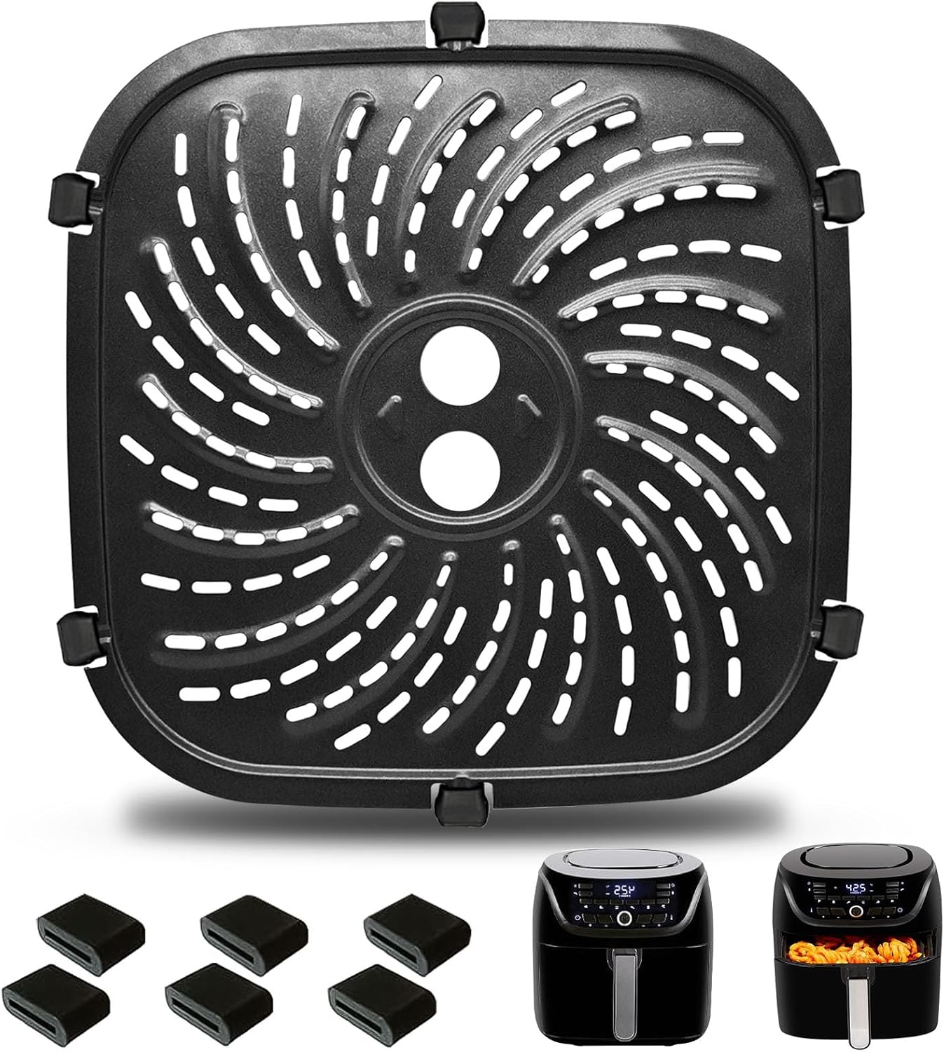 Air Fryer Grill Pan for PowerXL Vortex Pro 6 QT Air Fryer, Oval Nonstick 8.67”*8.67”Air Fryer Accessories Replacement Parts Rack Tray Basket Crisper Plate with Rubber Bumpers,Dishwasher Safe Air Fryer Grill Pan for PowerXL Vortex Pro 6 QT Air Fryer, Oval Nonstick 8.67”*8.67”Air Fryer Accessories Replacement Parts Rack Tray Basket Crisper Plate with Rubber Bumpers,Dishwasher Safe