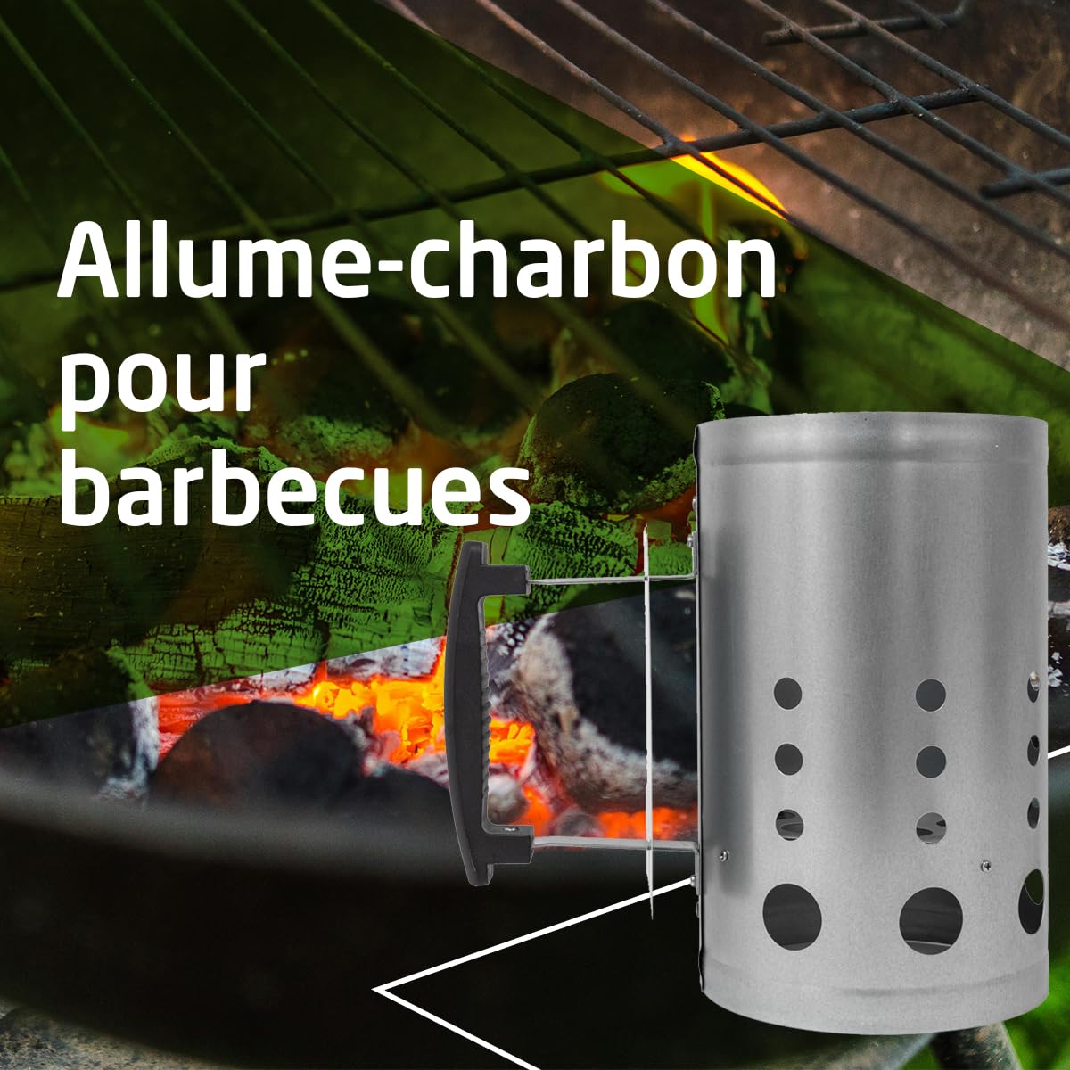 Allume-feu au charbon Fireplus pour barbecue acier galvanisé 27 x 17,5 x 30 cm