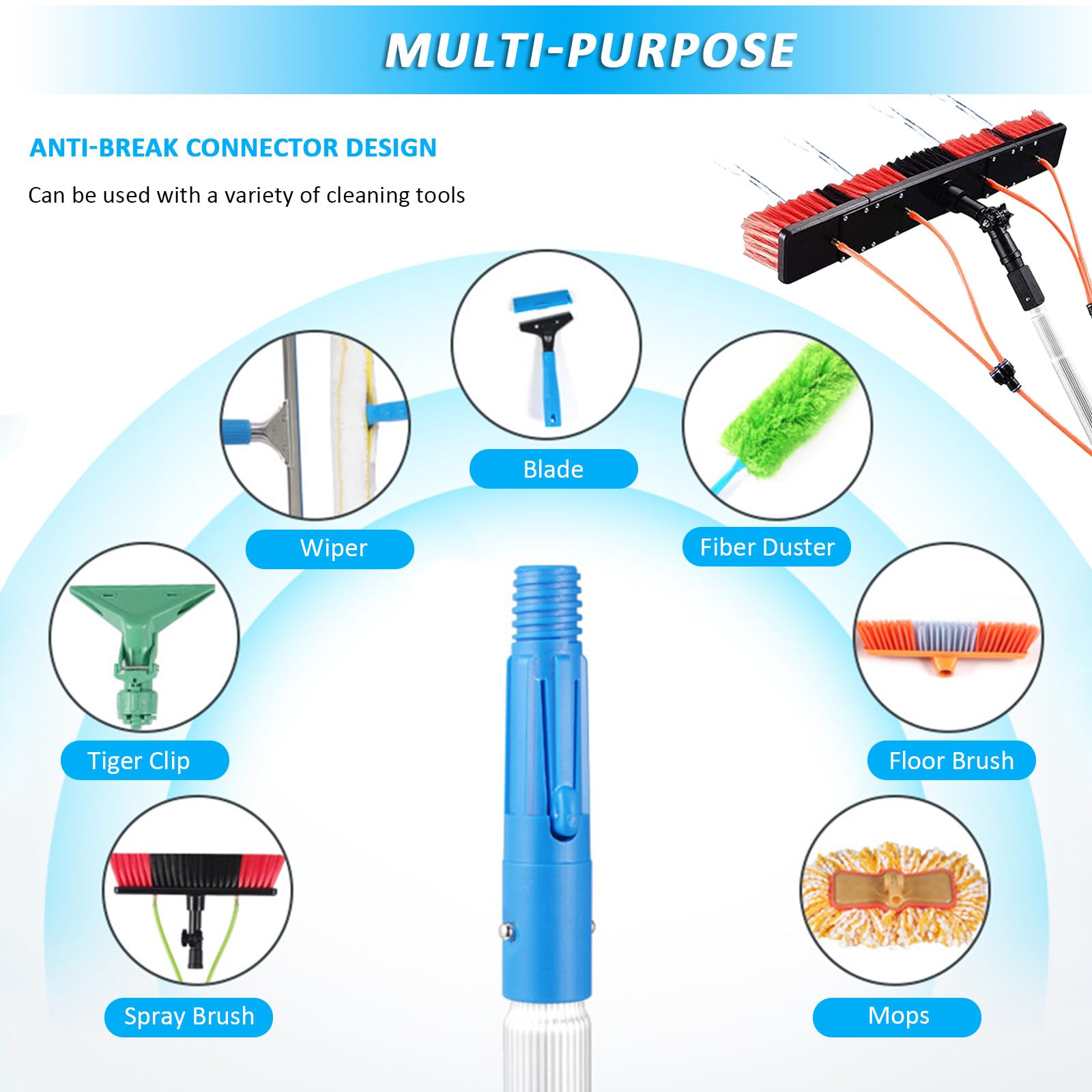 Kit de limpiador de ventanas telescópico extensible, cabezal de cepillo ajustable y poste de extensión de 3 a 12 m para una limpieza eficiente de ventanas, lavado de paneles solares, mantenimiento de