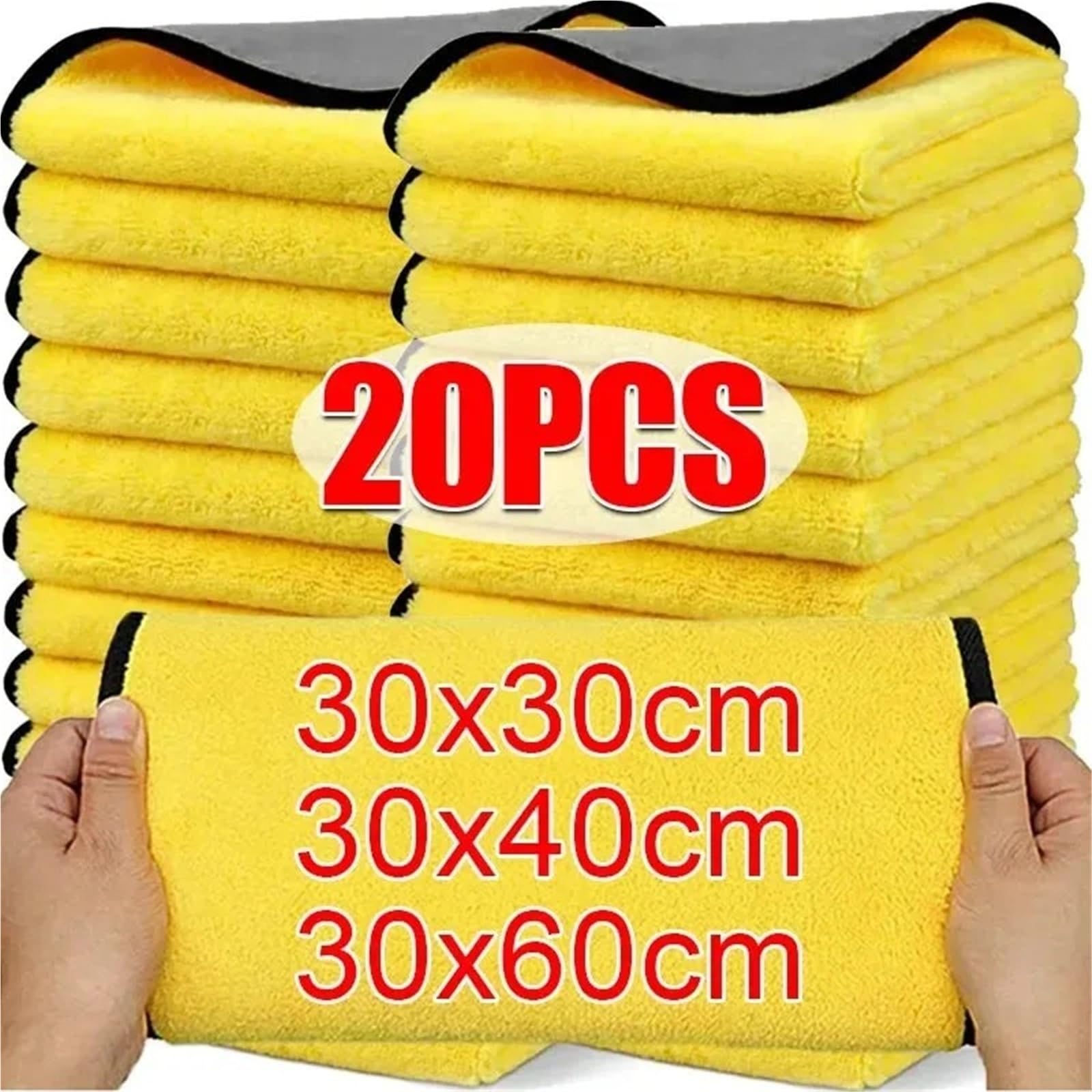 Doppelseitige Auto-Mikrofasertücher, super saugfähig, Waschen, Trocknen, Reinigungstücher, Handtücher, Waschen, Waschen, Handtücher, Bad (30 x 40 cm, 20 Stück)