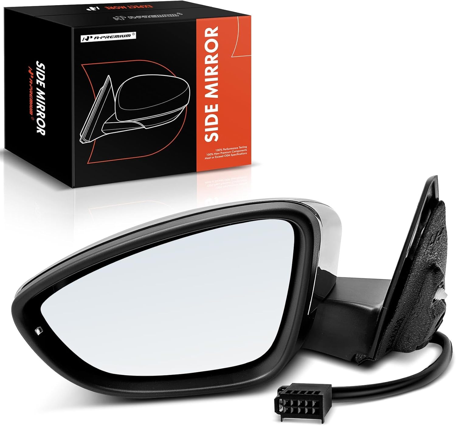 A-Premium Driver Side Power Door Mirror - Compatible with Volkswagen Beetle 2012-2019 - Heated Manual Folding Black and Chrome Outside Rear View Mirror w/Turn Signal - Replace# 5C5857507B9B9