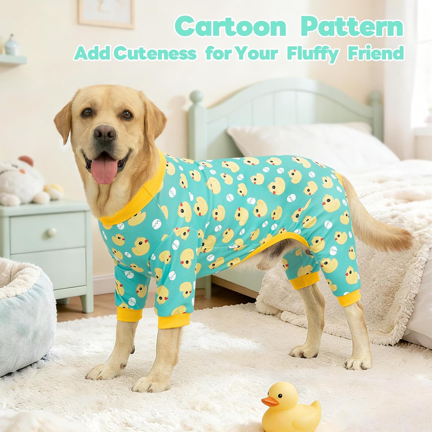 XPUDAC 4 Pieces Dog Pajamas for Large Dogs Pjs Clothes Puppy Onesies for Doggie Duck Shirts Sleeper for Pet Cats Jammies-4XL