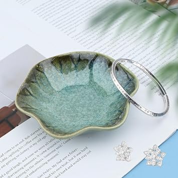 1Pcs Ceramic Jewelry Dishes, Decorative Trinket Trays, Small Ring Dishes | Trinket Key Trays, Jewelry Trays, Jewelry Plates, Key Bowl, Ceramic Trinket Dish Gift for Women and Girls