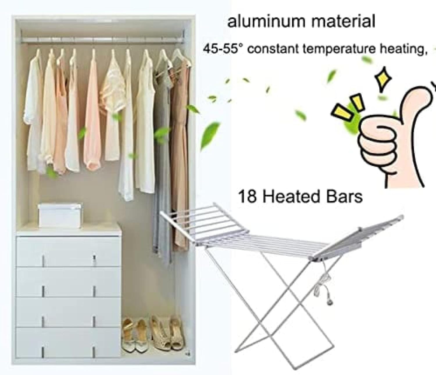 Clothes Horse Clothes AirerClothes Horse Clothes AirerElectric Clothes Dryer 230w Electric Heated Clothes Dryer Rack Folding Winged Clothes Airer Energy-Efficient Laundry