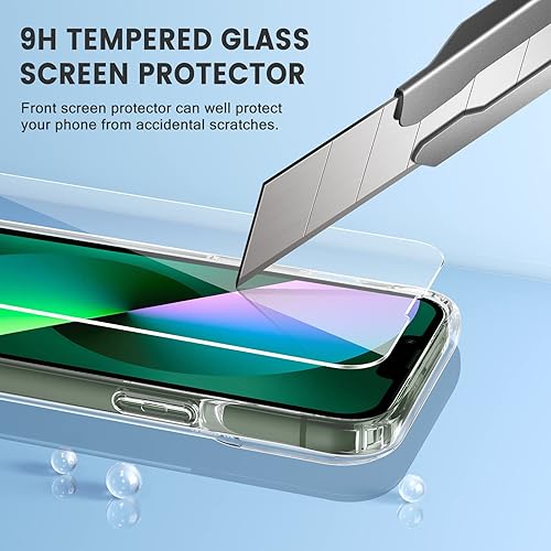 Miniatura 6 de Maxdara Funda transparente 3 en 1 para iPhone 13, con protectores de pantalla de vidrio templado + protectores de lente de cámara, delgada, a prueba