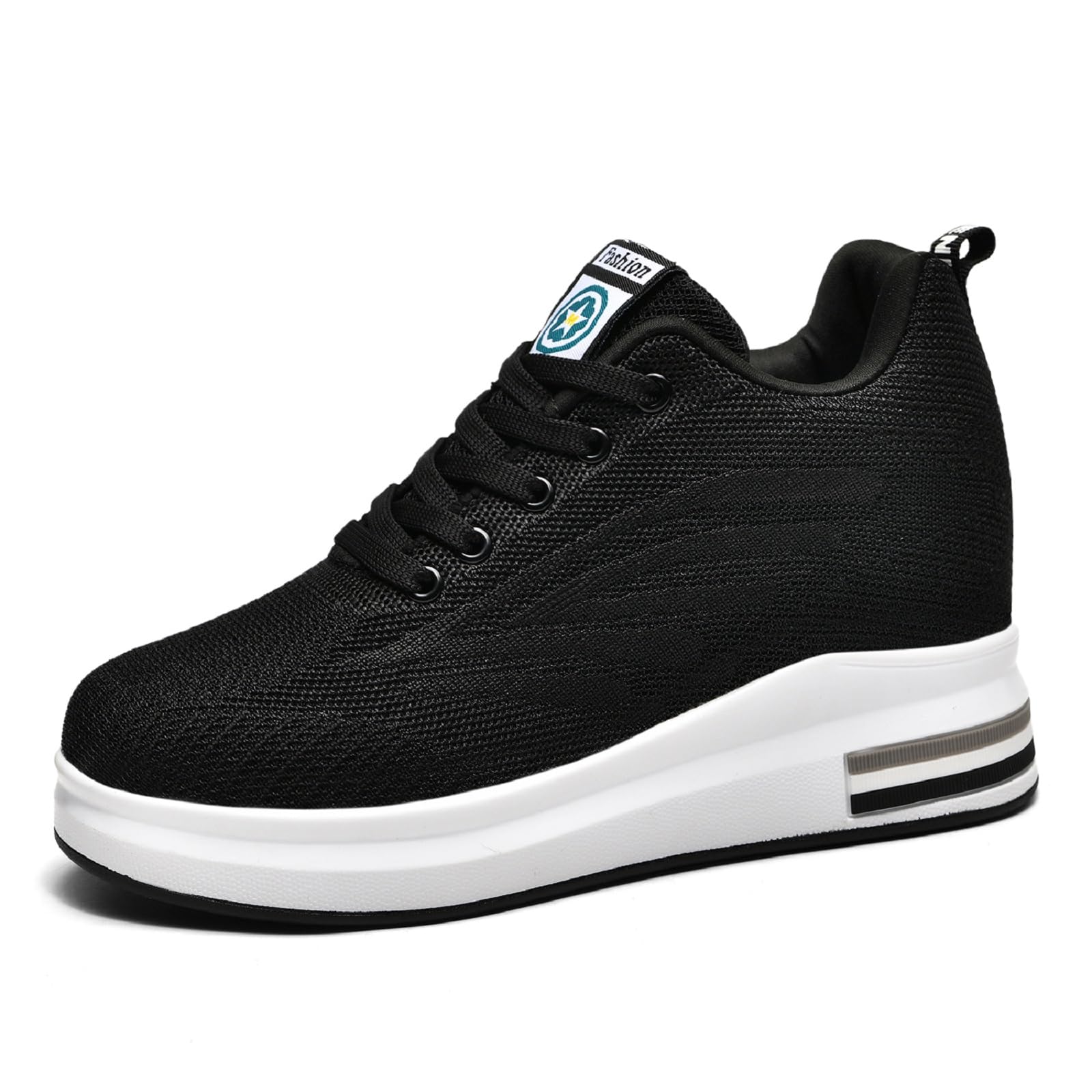 Baskets Compensées Femme Chaussure de Sport Plateforme Respirantes Sneakers Gym Fitness Casual Lacets Chaussures Talon de 8.5 cm à L'intérieur Hausse