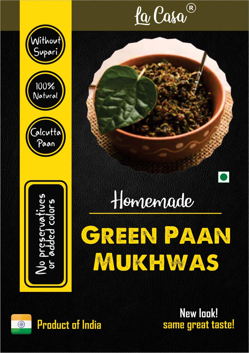 La Casa Made Green Paan Mukhwas | Without Supari | Paan Mouth Freshener | Calcutta Meetha Paan | 350g |